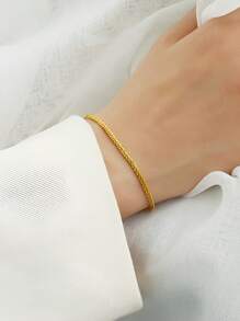 ELSEDES 1件時尚s925純銀星光浪漫風格女士手鐲,適用於日常穿著和節日 - 金色 - 查看 3