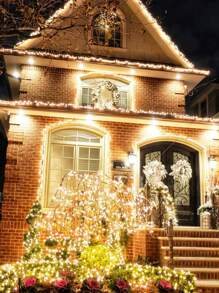 1 件圣诞暖光灯串圣诞树装饰圣诞派对婚礼装饰，三种灯光颜色，8 种功能闪烁，电池发光 - 暖光 - 查看 3