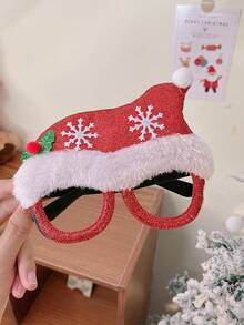 1頂女士大聖誕帽和眼鏡,無鏡片,節慶道具和眼部裝飾,適用於聖誕節