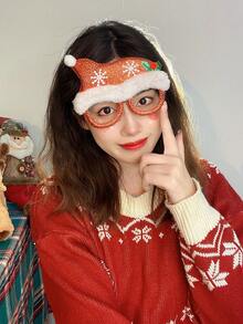 1頂女士大聖誕帽和眼鏡,無鏡片,節慶道具和眼部裝飾,適用於聖誕節