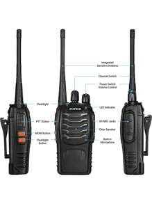 2pcs Walkie Talkie Long Range Two-way Radio Communication Device - Black - View 4