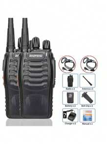 2pcs Walkie Talkie Long Range Two-way Radio Communication Device - Black - View 6