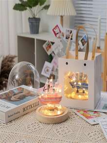 Lámpara nocturna de tulipanes DIY，Faros de cama del dormitorio de flores simuladas，Lámparas recargables de tulipanes LED hechas a mano，Adecuado para cumpleaños, vacaciones, fiestas, bodas, decoración de habitaciones (USB-Rosa) - Rosa - Ver 7