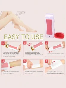 Kit de Depilación Profesional Completo con Cera Depiladora - Práctico y Eficaz Depilado - Para Todo Tipo de Piel - Óptimo para Uso Doméstico y Salones de Belleza - Consigue una Piel Suave y Radiant.4-piece set * depilatory casting roller+wax+100 wax skins - Azul - Ver 12