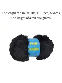 4卷毛絨手織毛線,溫暖仿貂絨紗線,適用於鉤針針織圍巾、帽子、毛衣,冬天保暖 - FY001 黑色 - 查看 2