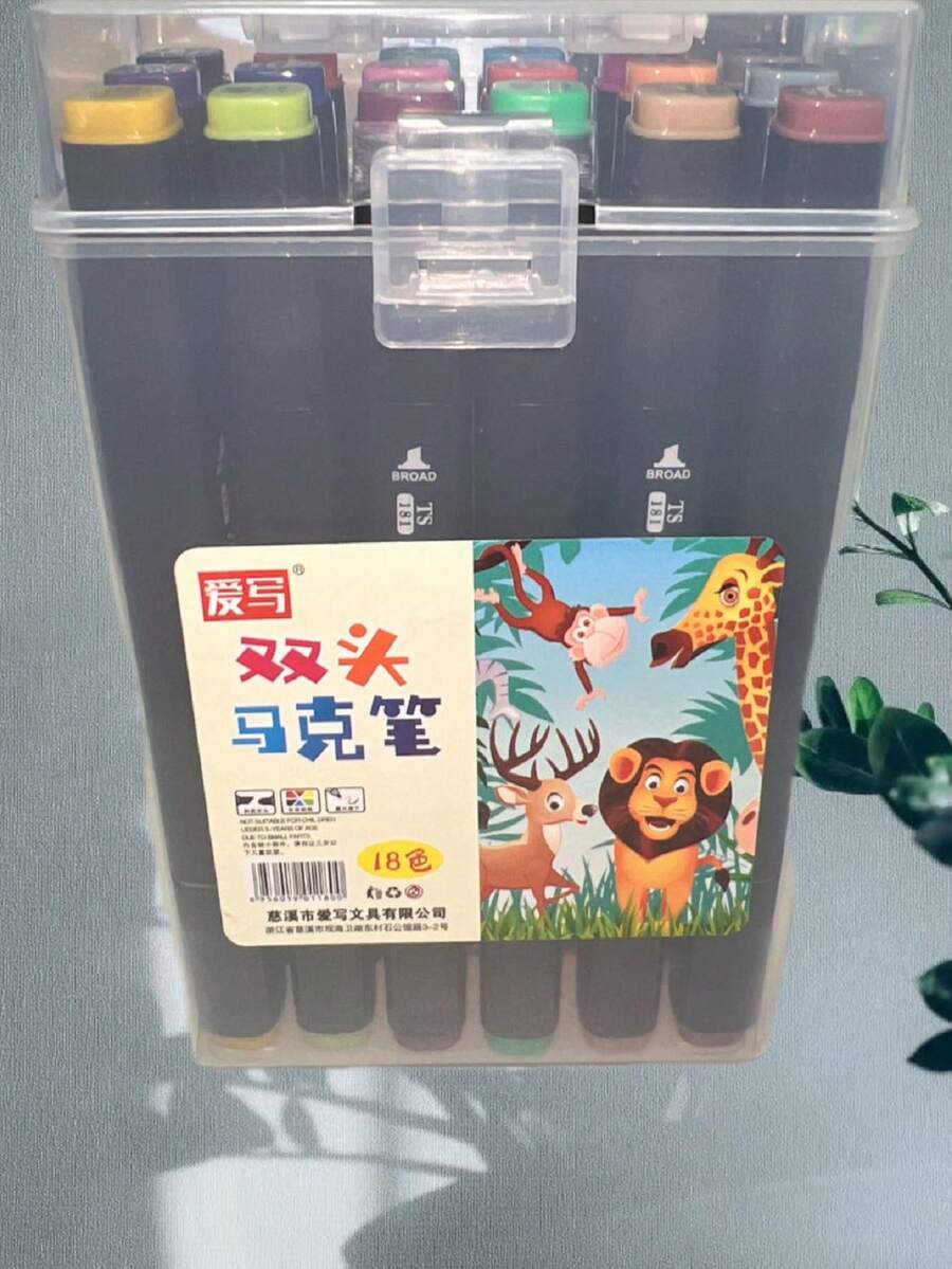 Plumones Doble Punta Pincel 18 Colores, Marcadores Pluma de Acuarela, Set de Rotuladores de Dibujo para Principiantes, Estudiantes, Artistas, Aficionados, Colorear - Multicolor - Ver 1