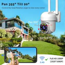 AFGVK 1 件高清 1080p 5 鏡頭無線安全攝影機 Wifi 室內室外 Ptz Ip 攝影機家用,無線攝影機 Wifi 攝像頭,ai 智慧人體追蹤運動偵測,網路攝影機 2.4g 警報推送,視訊監控,遠端控制視圖,安全攝影機雙向音訊花園防水,寵物監視器狗貓相容於128g Tf/sd 卡,適用於手機電腦ipad Pc 智慧手錶,相容於手機充電器數據線行動電源,相容於太陽能電池電源,可愛卡哇伊電子禮品 - 白色 - 查看 2