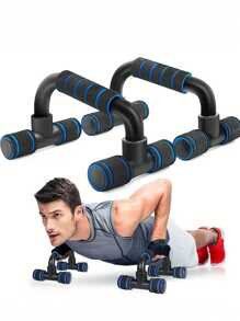 1 par Esponja push up bars para casa gimnasia pecho músculo entrenamiento , forma de H & tipo - Azul - Ver 1