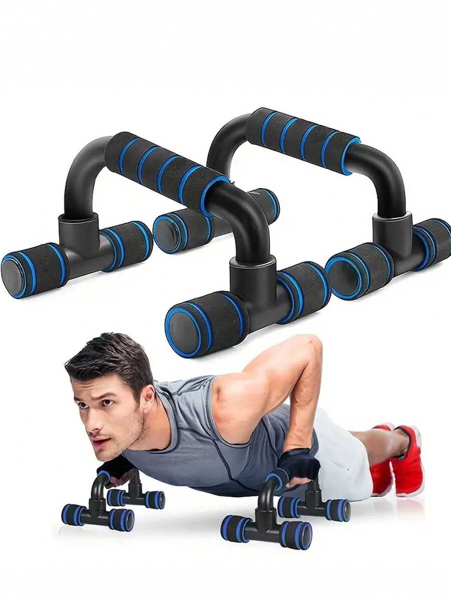 1 par Esponja push up bars para casa gimnasia pecho músculo entrenamiento , forma de H & tipo - Azul - Ver 1