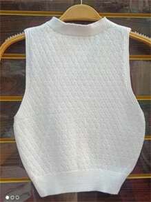 Women Knit Tops - trắng - Xem 2