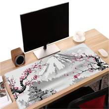 Chic Sakura Non-Slip Large Mouse Pad Cherry Blossoms Pattern Stitched Edges Ideal For Desktop Laptop Gift For Friend - Multicolor - View 3
