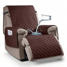 Waterproof Recliner Sofa Cover Recliner Loveseat Cover With Console Non-Slip Couch Covers Washable Reclining Sofa Cover Furniture Protector With Elastic Straps Pocket - Coffee Brown - View 2