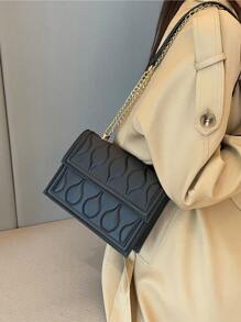 时尚 3d 浮雕图案大容量单肩斜挎包 - 黑色 - 查看 7