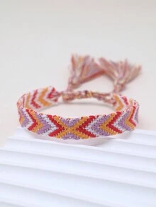1pc Handmade Bohemian Style Beachy Braided Rope Bracelet - Multicolor - View 2