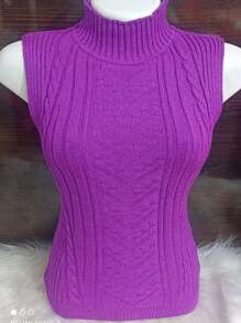 Women Knit Tops - 紫色 - 查看 1