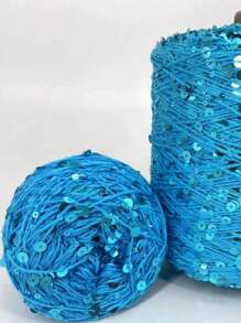 50 克精梳閃光紗,亮片針織紗,3 毫米 + 6 毫米,用於鉤編 - 卡其+金 - 查看 2