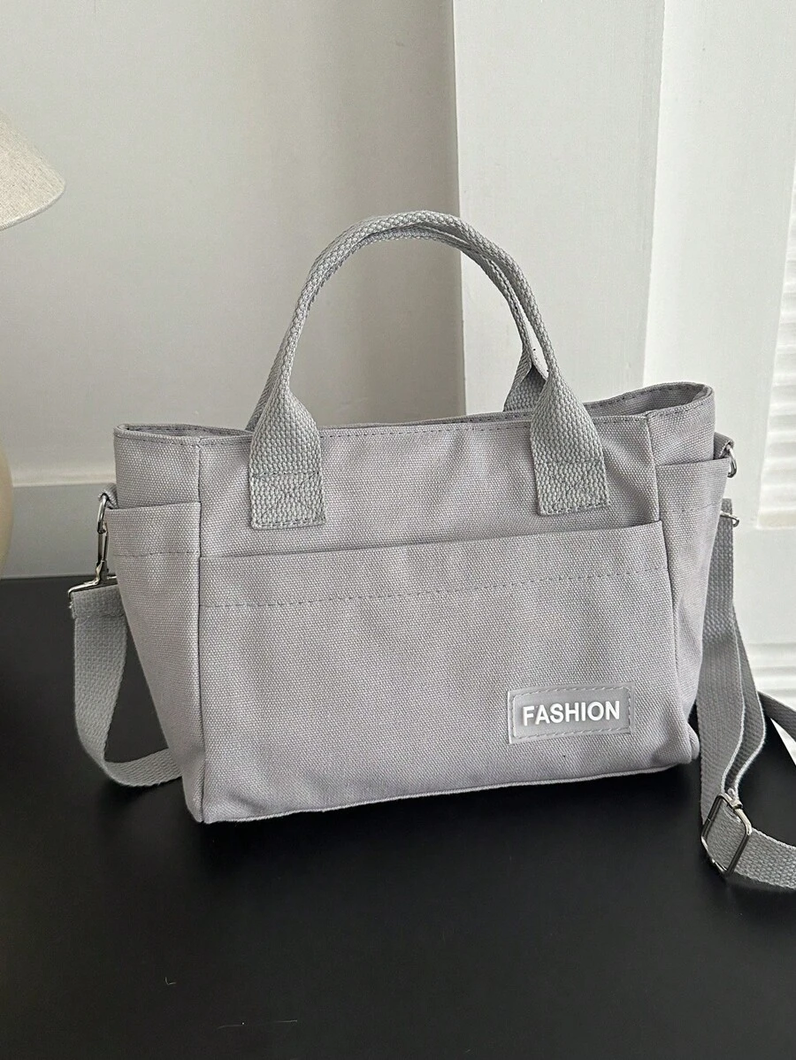 Fashionable Solid Color New Handbag, Large Size For Casual Simple Crossbody, With Multi Compartments & Multi pockets - Grey - View 1
