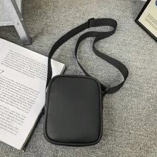 单肩包，男士潮流品牌，简约百搭斜挎包，女士休闲，轻便，纯色手机包，街头随身小单肩包 PU 皮革商务休闲简约节日必备防水便携男士礼物侧包斜挎包户外爸爸礼物父亲礼物男士礼物情人节礼物 - 黑色 - 查看 4