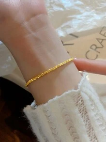 ELSEDES 1件時尚s925純銀星光浪漫風格女士手鐲,適用於日常穿著和節日 - 金色 - 查看 2