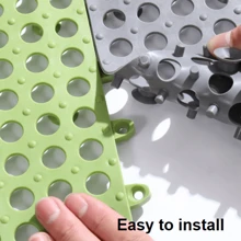 1pc/4pcs Cuttable Spliceable Anti-slip Floor Mat For Bathroom, Kitchen - Grey - View 4