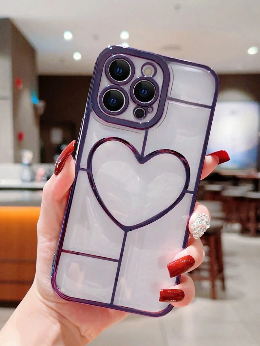 6D電鍍愛心圖案手機外殼適用於iphone - 紫色 - 查看 1