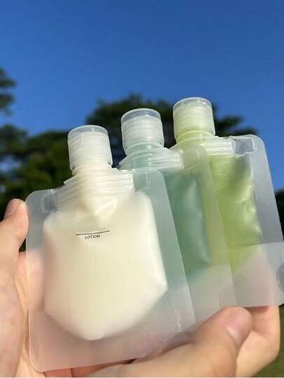 5入組便攜式化妝品旅行盥洗包,帶有螺旋蓋和噴霧頭的可重複使用瓶子,適用於洗髮水、乳液和沐浴露,30ml/50ml/100ml