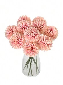 5入組/10入組人造花球，菊花繡球花束，家居花瓶裝飾，餐廳、臥室、花藝擺設，婚禮新娘手持、手腕、胸前DIY材料，生日派對裝飾材料，情人節和新年禮物 - 粉色 - 查看 6