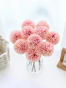 5入組/10入組人造花球，菊花繡球花束，家居花瓶裝飾，餐廳、臥室、花藝擺設，婚禮新娘手持、手腕、胸前DIY材料，生日派對裝飾材料，情人節和新年禮物 - 粉色 - 查看 1