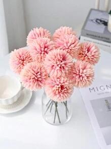 5入組/10入組人造花球，菊花繡球花束，家居花瓶裝飾，餐廳、臥室、花藝擺設，婚禮新娘手持、手腕、胸前DIY材料，生日派對裝飾材料，情人節和新年禮物 - 粉色 - 查看 4