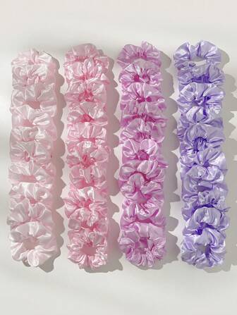 12/40 piezas Conjunto de scrunchies elásticos de colores de caramelo lindos y de moda para mujeres, suaves y elásticos, lazos para el cabello de San Valentín, lazos para el cabello casual para coleta