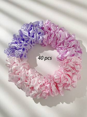 12/40 pièces Ensemble de chouchous élastiques de couleur bonbon mignons pour femmes, doux et extensibles. Liens de cheveux Scrunchy pour la Saint-Valentin, Casual Ponytail