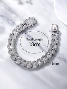 1 Miếng Duyên dáng 9MM Sọc Zirconia Chuỗi vòng tay Đối với phụ nữ S925 Bạc nguyên chất Ngày lễ tình nhân Hip Hop Tốt Quý cô Đồ trang sức Qủa tặng - Bạc - Xem 9