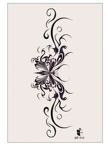 1 pieza Etiqueta engomada del tatuaje temporal negro púrpura con patrón de mariposa para pecho , abdomen con trasero cuerpo - Multicolor - Ver 3