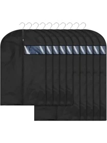 1pc Garment Cover Bag For Dust Prevention, Hanging Type Suit Cover, Fully Enclosed, For Household Closet, Coat, Clothing,Bag,Organizer,Storage - Black - View 5