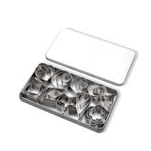 30入組不銹鋼迷你慕絲圈和曲奇切割模具套裝,附鐵盒,星形和圓形烘焙模具