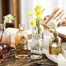 One Piece Small Colorful Vases For Flowers Glass Vases Make An Excellent Gift For A Variety Of Occasions, Such As Weddings, Anniversaries, Mother's Day, Or Housewarming Parties. They Come In Various Designs And Colors, Making It Easy To Find The Perfect Vase To Suit The Recipient's Tastes. Home Decor Room Decor Flower Vase - Multicolor - View 11