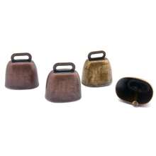 6入組帶有3米繩子的鈴鐺,古董風格35x35mm Diy青銅金屬叮噹聲聲鈴聖誕節裝飾門掛墜飾,適用於聖誕節家居裝飾,以牛和羊為主題 - 銅色 - 查看 3