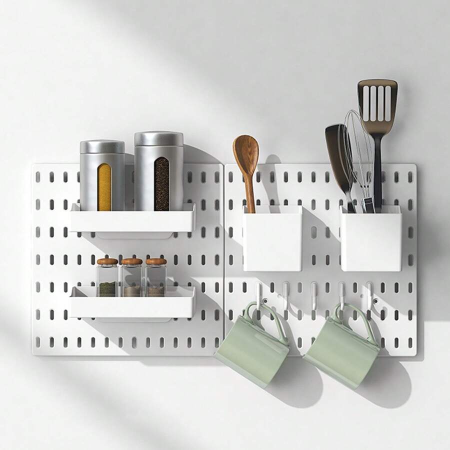 Peg Board Combination Kit, 4 Pegboards With 20 Accessories Pegboard Wall Organizer Office Nursery Home Storage Key Holder 25 6 X25 6 Nail Free Installation