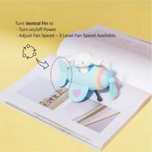 Miniso Cinnamoroll Desktop Decoration Cute Small Airplane Desktop Fan - Blue - View 3