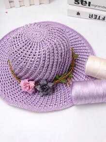 1.5mm冰絲線,精細手工打造的材料,用於編織夏季帽子、防曬帽、鞋子、diy項目、鉤編空心線 - 霧霾藍 - 查看 2