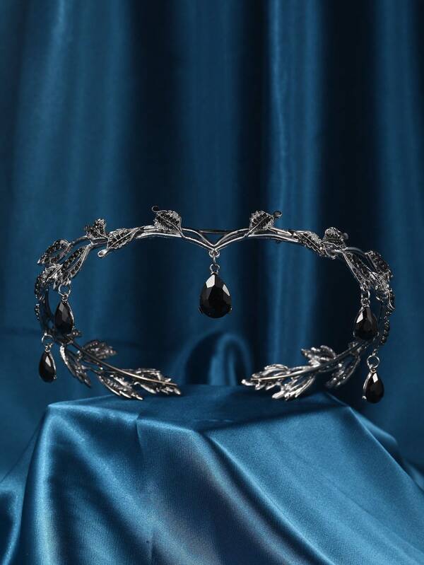 عقدة رأس بأوراق بلورية وإكسسوارات الشعر البلورية الجوهرية للعروس للزفاف، قلادة بأوراق ريترو وتاج رأس ملكي للعروس