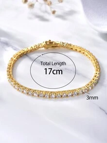 1條閃閃發光的3mm鋯石網球手鍊,適用於女性s925純銀魅力情人節優質女士珠寶禮物