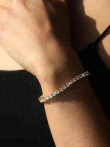 1條閃閃發光的3mm鋯石網球手鍊,適用於女性s925純銀魅力情人節優質女士珠寶禮物