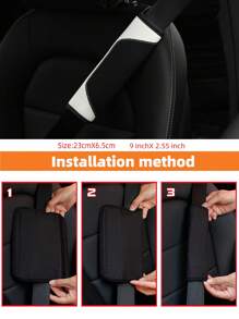 MEIKAXIU 1pc 3d Breathable Skin-touch Pu Leather Seat Belt Shoulder Pad, Pressure Relief & Comfortable, Automotive Accessories For Women - White - View 5
