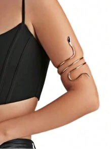 1pc Snake Design Metal Armband/Upper Arm Cuff Bracelet Jewelry Accessory, Suitable For Women's Daily Wear