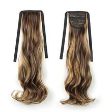 1入組綁帶馬尾卷曲漸變色假髮夾片式接髮馬尾假髮女士服飾配件日常裝扮cosplay道具萬聖節服裝高溫絲耐熱假髮 - 漸層 - 查看 5