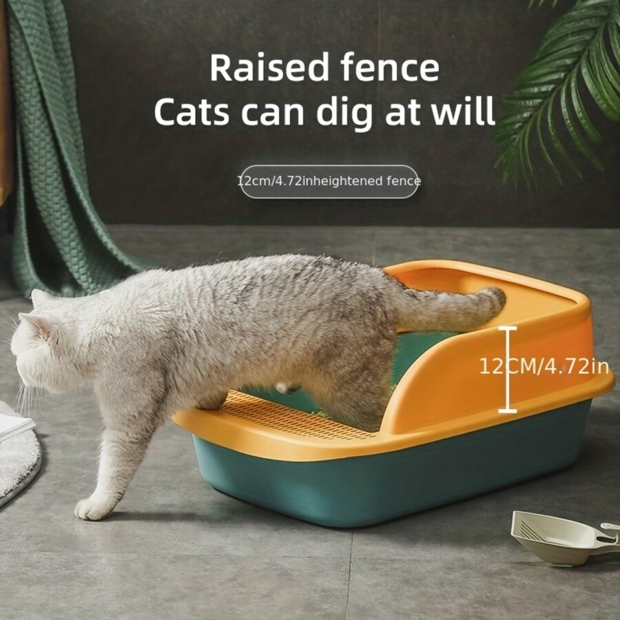 Extra Large Cat Litter Box With High Sides To Prevent Spills, Includes
