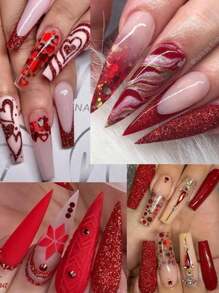 1瓶新年紅色指甲閃粉細砂糖粉,用於指甲藝術裝飾情人節鉻顏色色素指甲美容配件0.2mm - 彩色 - 查看 3