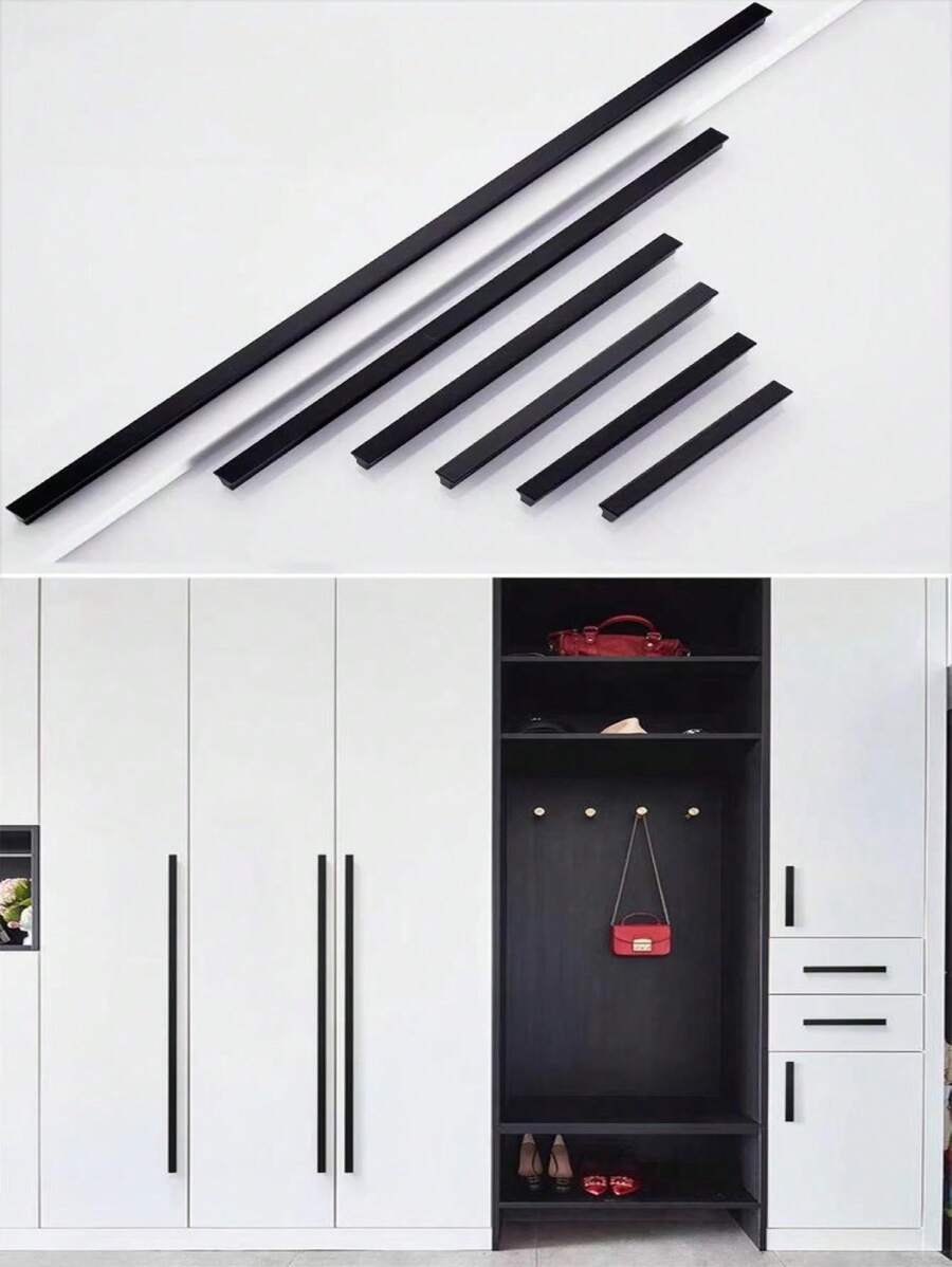 1把鋁合金衣櫃手柄,適用於衣櫥和櫥櫃,t型抽屜把手,金色和黑色