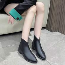 Fashionable Women's Boots With Pointed Toe, Chunky Heel, Non-slip Sole, Suitable For Outdoor & Casual Occasions